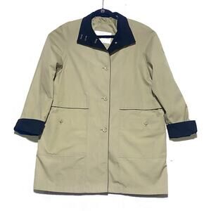 Amanda Smith Coat Women's Size 12 Brown Tan Button-Up Lined Mid Length